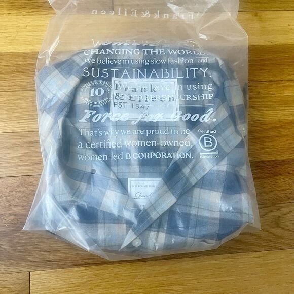 FRANK & EILEEN Shirley Plaid Oversized Button-Up Shirt Size XS Blue NEW Fall - Picture 11 of 13